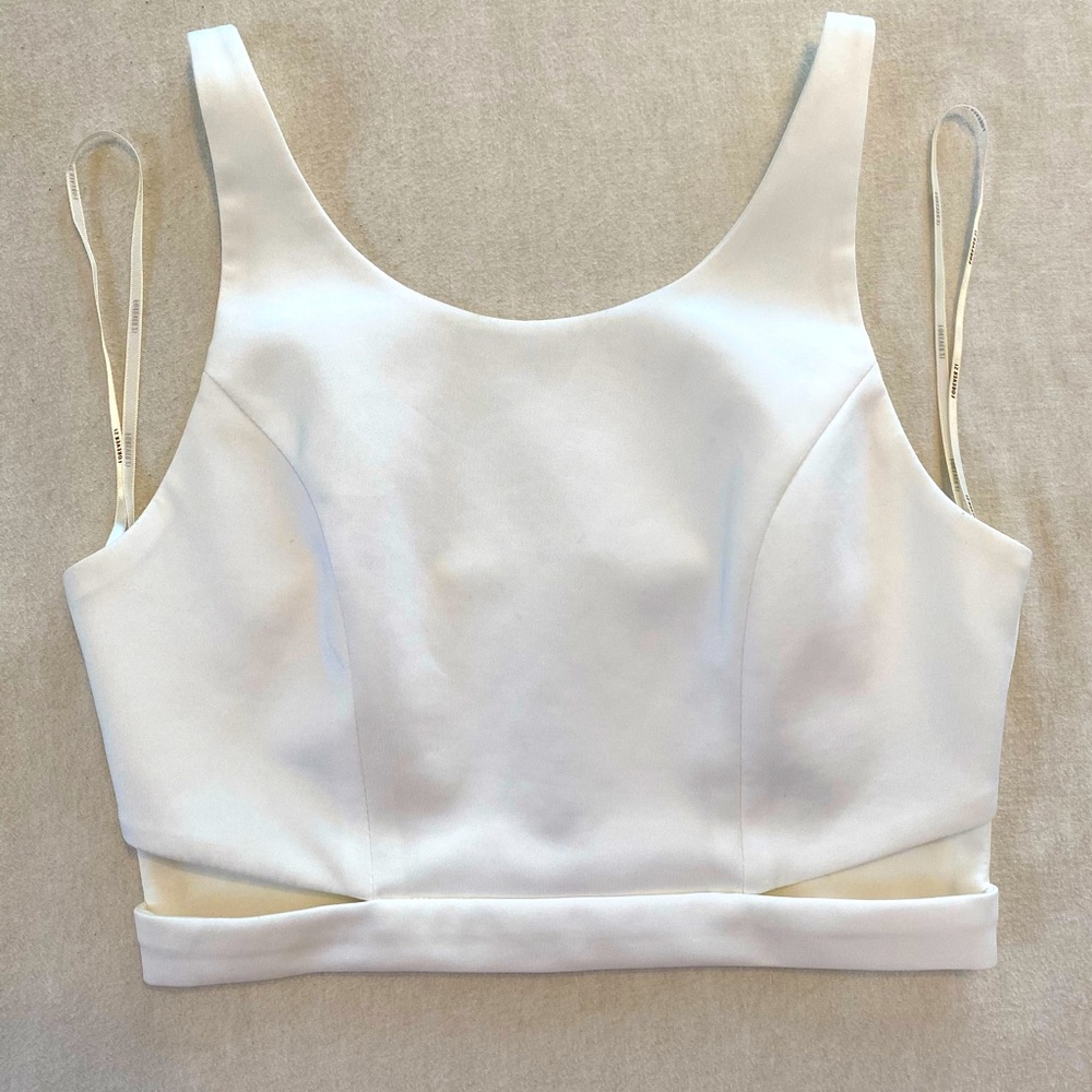 White crop top with cutouts